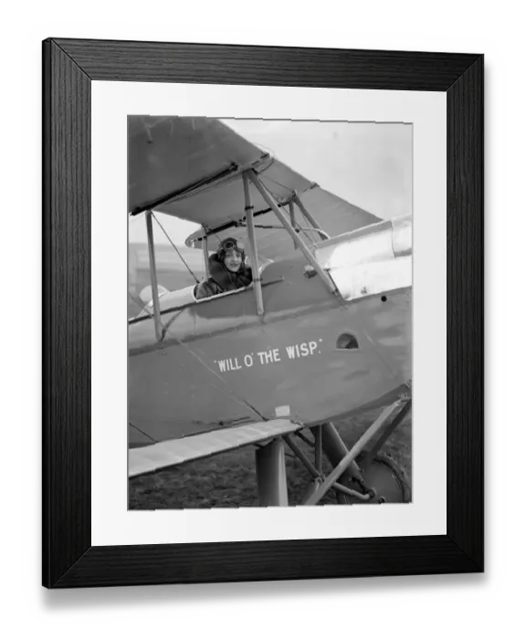 Framed Print : At Stag Lane Aerodrome. Mrs Spencer Cleaver before leaving in their Gypsy Moth Framed Print : At Stag Lane Aerodrome. Mrs Spencer Cleaver before leaving in their Gypsy Moth