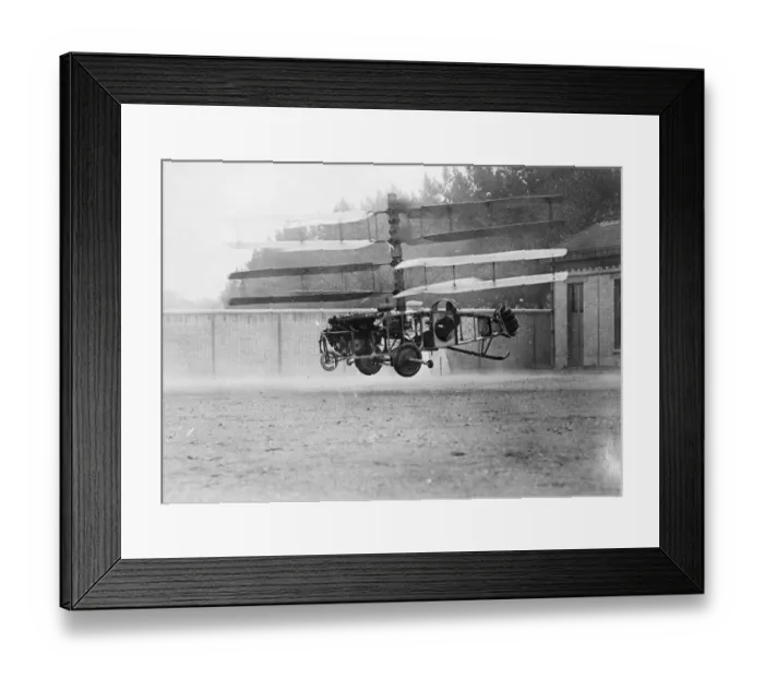 Framed Print : The Marquis of Pescara has just made several successful flights with his new helicopter Framed Print : The Marquis of Pescara has just made several successful flights with his new helicopter