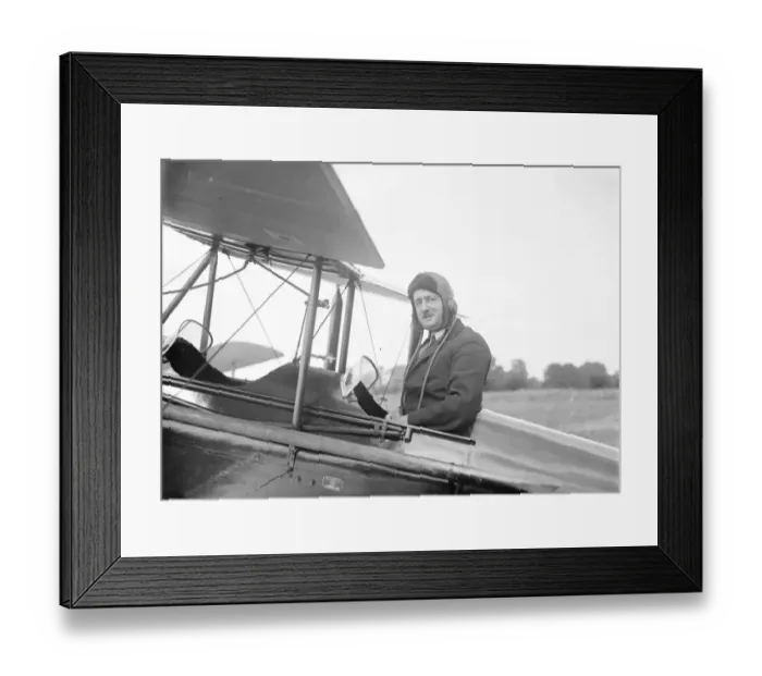 Framed Print : Five Tiger Moth machines fly to Yorkshire. Sir John Rhodes with his machine Framed Print : Five Tiger Moth machines fly to Yorkshire. Sir John Rhodes with his machine