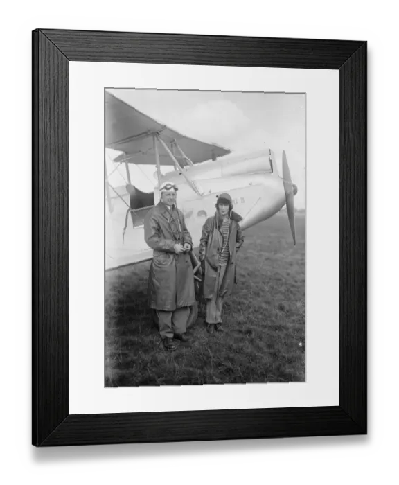 Framed Print : Start of the worlds flight in a tiny moth. Vicomte and Vicomtesse Jacques de Framed Print : Start of the worlds flight in a tiny moth. Vicomte and Vicomtesse Jacques de