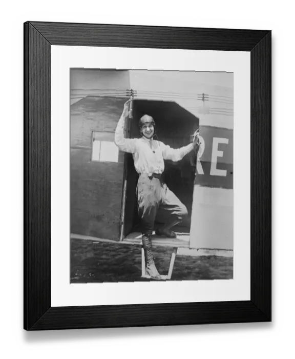 Framed Print : Luba Phillipps entering the Tri engined Fokker Plane. A duplicate of the America Framed Print : Luba Phillipps entering the Tri engined Fokker Plane. A duplicate of the America