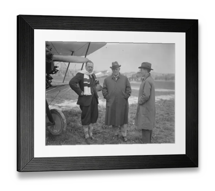 Framed Print : Aviator Captain J L N B Baggs ( on left ) and Sir Eric Geddes ( centre ) Framed Print : Aviator Captain J L N B Baggs ( on left ) and Sir Eric Geddes ( centre )