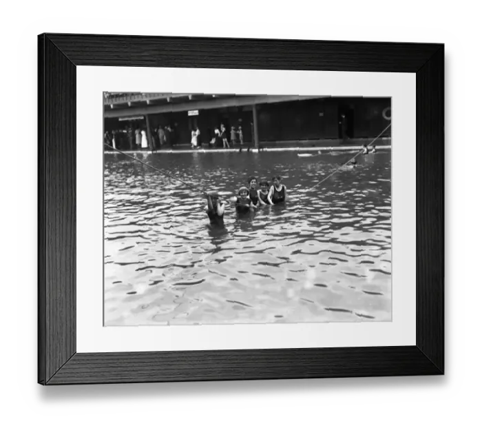 Framed Print : Girl bathers in the open - air swimming pool at Westcliff - on - Sea, Essex Framed Print : Girl bathers in the open - air swimming pool at Westcliff - on - Sea, Essex