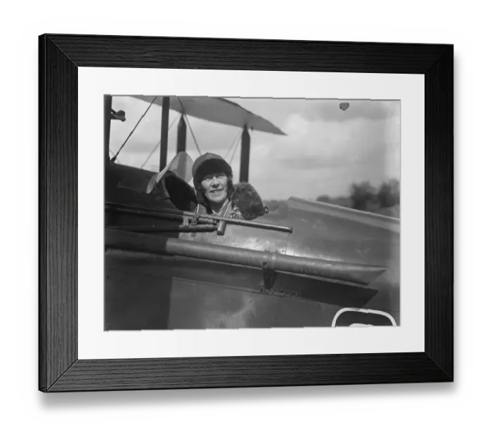 Framed Print : More women learning to fly. London pupils who show skill and coolness at Stag Lane Aerodrome Framed Print : More women learning to fly. London pupils who show skill and coolness at Stag Lane Aerodrome