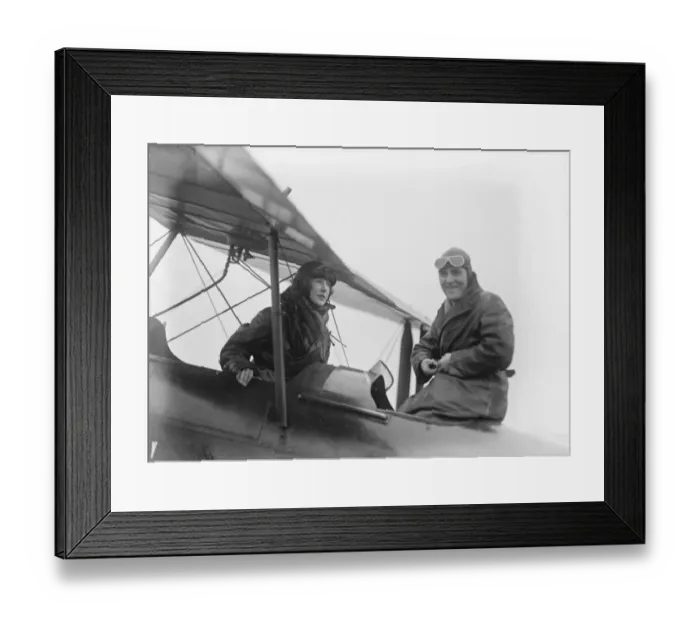 Framed Print : Aviator Captain C D Barnard and his passenger Miss May
