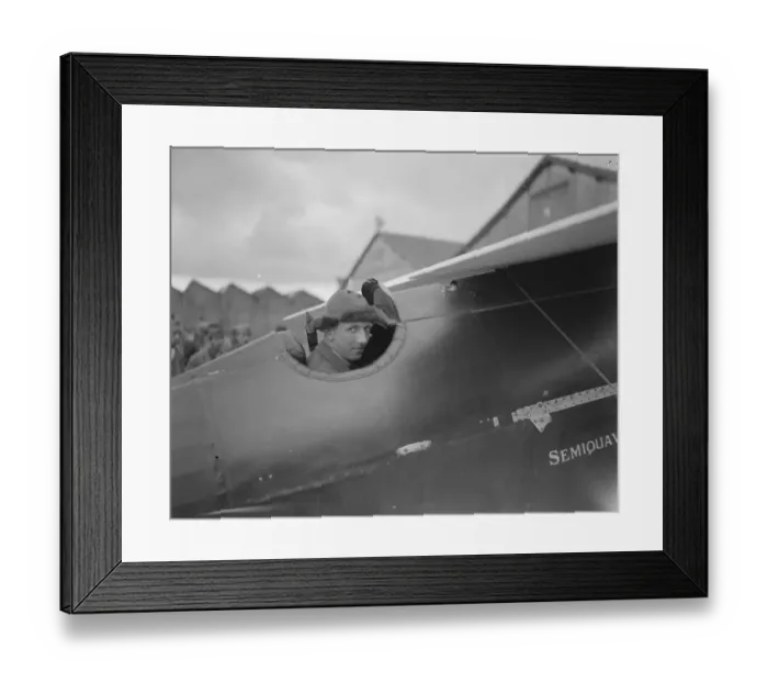 Framed Print : British Competitors Chance in Great Air Race Mr Raynham photographed in his machine Framed Print : British Competitors Chance in Great Air Race Mr Raynham photographed in his machine