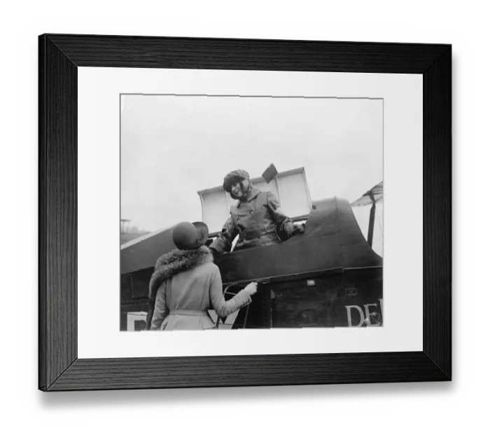 Framed Print : British air race round Britain. Lady Saville saying goodbye to a friend. 8 September Framed Print : British air race round Britain. Lady Saville saying goodbye to a friend. 8 September