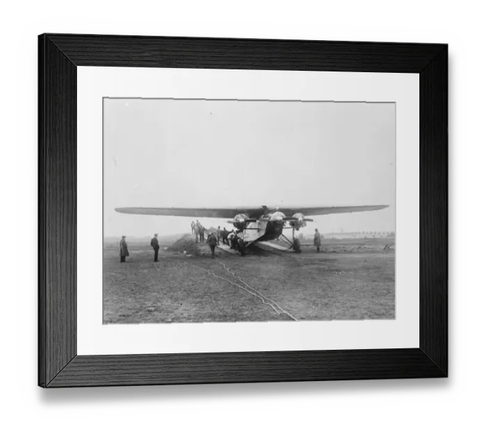 Framed Print : Com Byrds attempt to fly the Atlantic. The America on the new run way built Framed Print : Com Byrds attempt to fly the Atlantic. The America on the new run way built