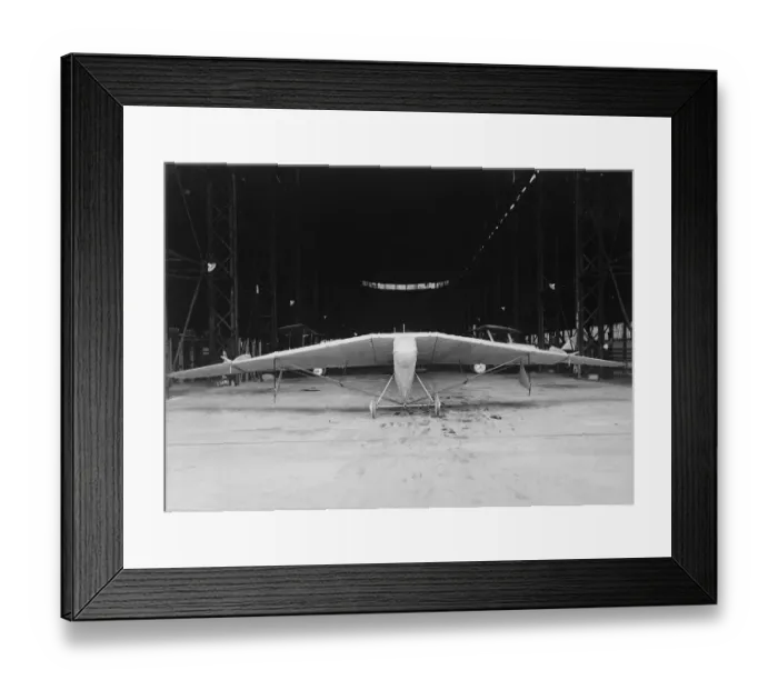Framed Print : The tail less aeroplane, designed by Capt G T R Hill, MC. A rear view of
