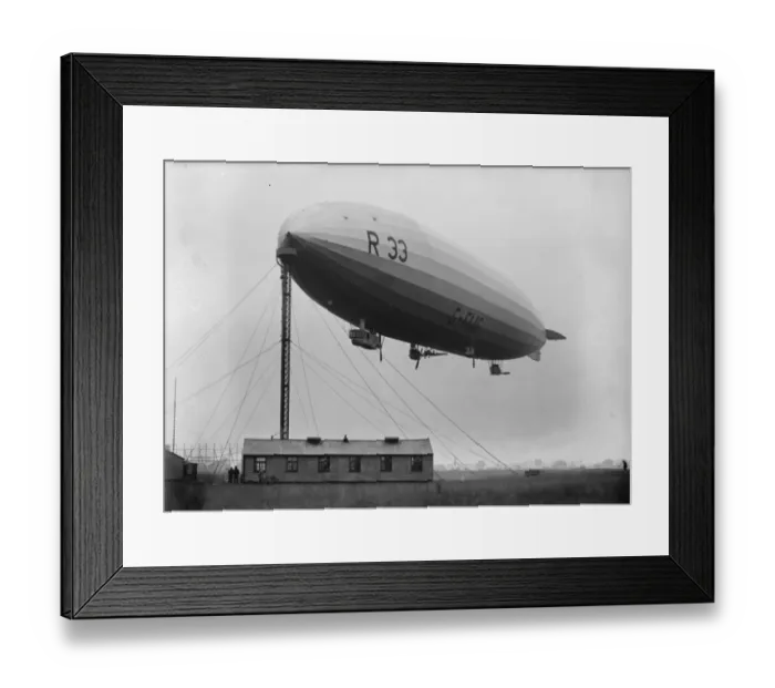 Framed Print : First photograph of R 33 as monoplane carrier. It is now known that an aviation Framed Print : First photograph of R 33 as monoplane carrier. It is now known that an aviation
