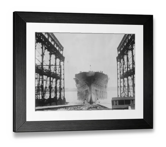 Framed Print : Launch of US Navys newest plane carrier. The USS Lexington, the US Navy Framed Print : Launch of US Navys newest plane carrier. The USS Lexington, the US Navy