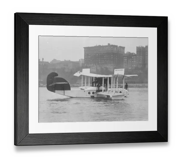 Framed Print : Flying Boat Carries 27 People The enclosed flying boat Mendoza which has just Framed Print : Flying Boat Carries 27 People The enclosed flying boat Mendoza which has just