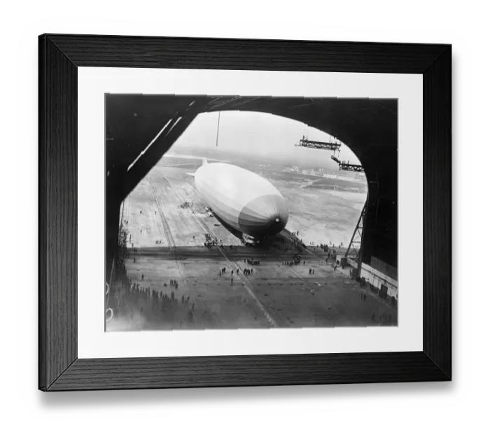 Framed Print : Zeppelins arrival at Lakehurst. A striking view of the ZR3 arriving at the hangar at Lakehurst