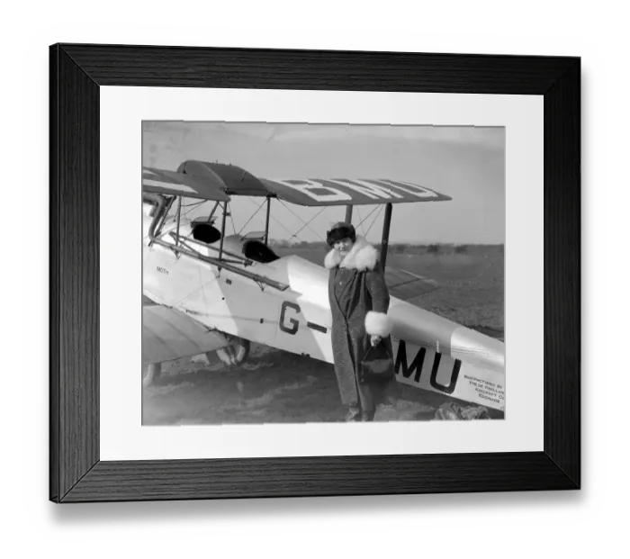 Framed Print : Mrs Alan Cobham leaving Stag Lane Aerodrome to meet her husband in mid air. 13 March Framed Print : Mrs Alan Cobham leaving Stag Lane Aerodrome to meet her husband in mid air. 13 March
