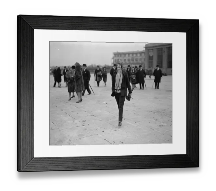 Framed Print : Mrs Cleaver on her way to the machine in which she is to fly to Baghdad and India Framed Print : Mrs Cleaver on her way to the machine in which she is to fly to Baghdad and India