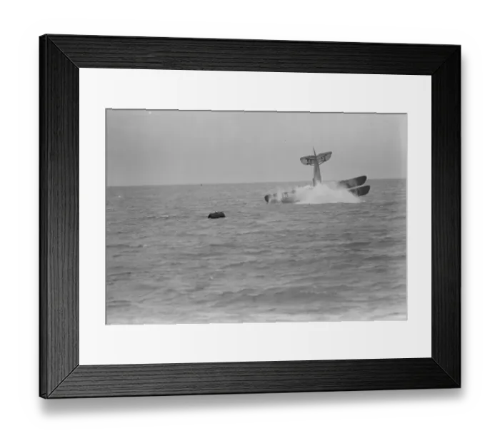 Framed Print : Plane dives into the sea : an amazing test off Felixstowe. The machine crashing into the sea