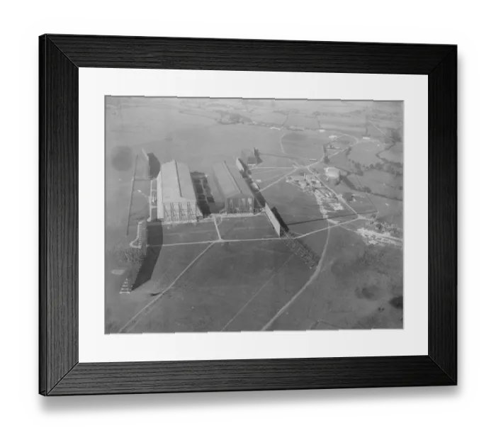Framed Print : Pulham Aerodrome On the left is seen the shed housing two German zepplins on