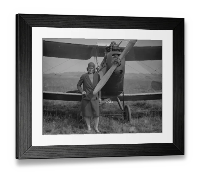 Framed Print : The only woman competitor in round England flight. Miss W E Spooner. 19 July 1928