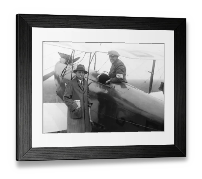 Framed Print : The Kings Cup Air Race. Captain F G M Sparks ( seated ) and Captain Hs Broad ( with cigarette ) Framed Print : The Kings Cup Air Race. Captain F G M Sparks ( seated ) and Captain Hs Broad ( with cigarette )