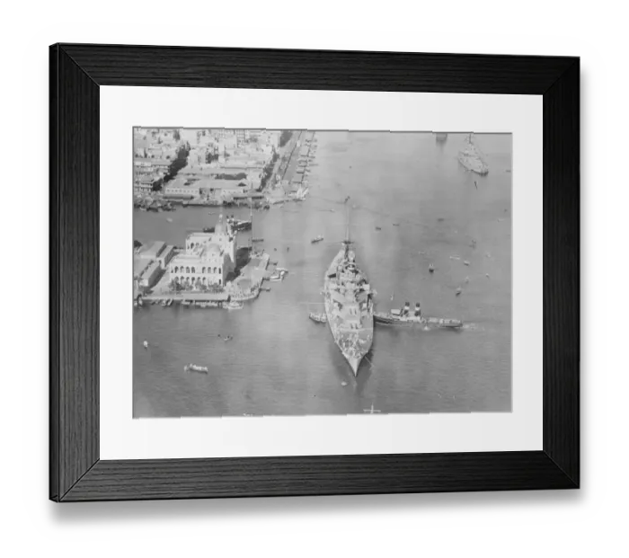 Framed Print : First Air Pictures of The Prince of Wales When HMS Renown was in the Suez Canal at Port Said Framed Print : First Air Pictures of The Prince of Wales When HMS Renown was in the Suez Canal at Port Said