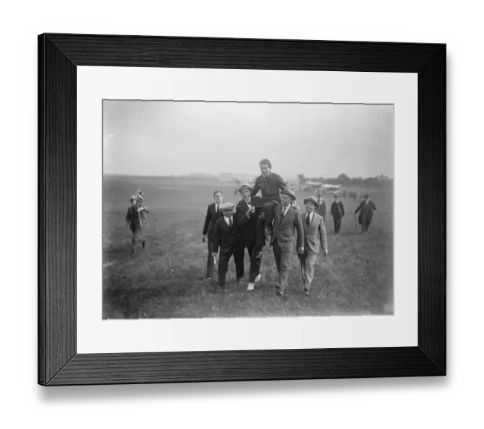Framed Print : Aerial Derby. Great race round London. Chairing the winner, Mr Jimmy James Framed Print : Aerial Derby. Great race round London. Chairing the winner, Mr Jimmy James
