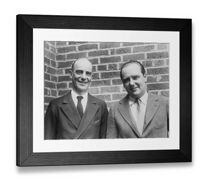 Framed Print : New York - Rome flight. J de Witt Hill and Lloyd Bertaud. Posed. 1927 Framed Print : New York - Rome flight. J de Witt Hill and Lloyd Bertaud. Posed. 1927