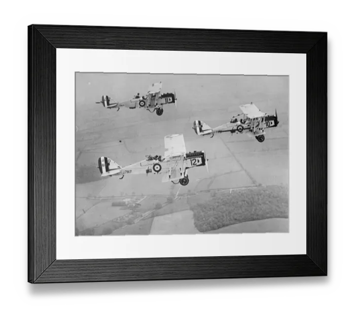 Framed Print : Wonderful air drill by RAF Squadron Vic Airco DH. 9A formation. 26 June 1926 Framed Print : Wonderful air drill by RAF Squadron Vic Airco DH. 9A formation. 26 June 1926