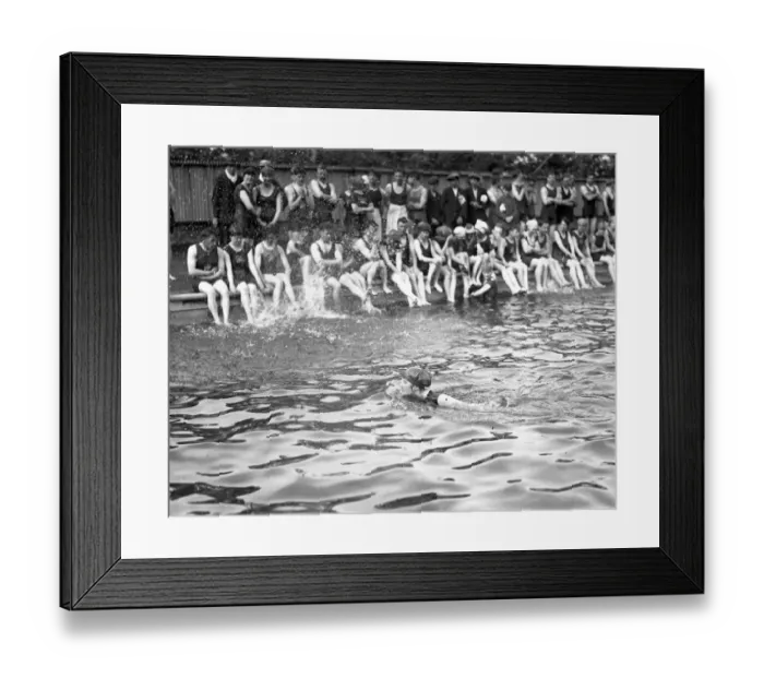 Framed Print : Mrs Hilda Willing, channel swimmer, at Tonbridge open - air swimming pool. 23 Framed Print : Mrs Hilda Willing, channel swimmer, at Tonbridge open - air swimming pool. 23