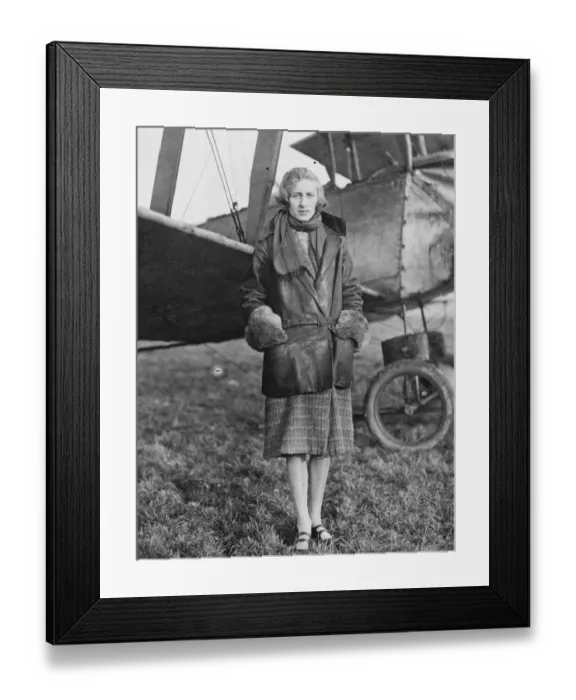 Framed Print : Mrs Ranald, the 19 year old girl who took her pilots certificate with ease at Brooklands Framed Print : Mrs Ranald, the 19 year old girl who took her pilots certificate with ease at Brooklands