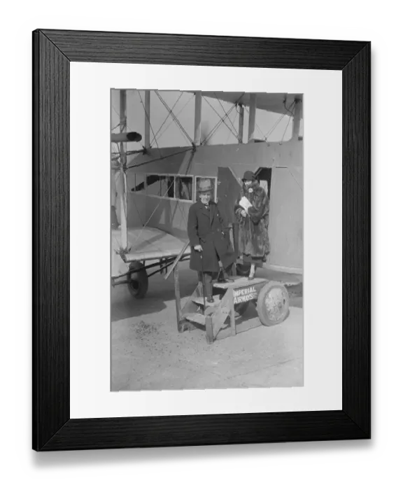 Framed Print : Mr Robert Courrneidge and his wife before leaving Croydon aerodrome on a flight to Framed Print : Mr Robert Courrneidge and his wife before leaving Croydon aerodrome on a flight to