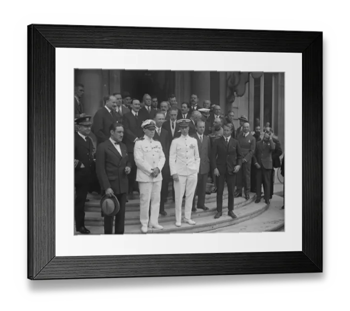 Framed Print : Commander Byrd and his three companions arrive at the Gare St Lazare after their Framed Print : Commander Byrd and his three companions arrive at the Gare St Lazare after their