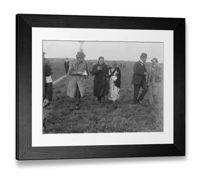 Framed Print : Mishap to winner of London aerial derby. Mr Courtney with his wife after accident July Framed Print : Mishap to winner of London aerial derby. Mr Courtney with his wife after accident July
