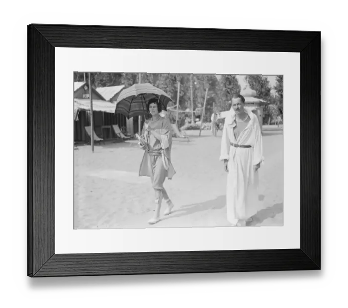 Framed Print : On the Lido Miss Iris Ford and Count Maurice De Bosdari 25 August 1926 Framed Print : On the Lido Miss Iris Ford and Count Maurice De Bosdari 25 August 1926