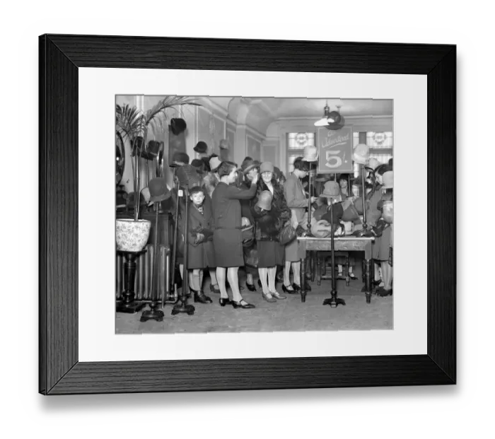 Framed Print : Sales time in Kensington. Scene at Barker s. 28 December 1928