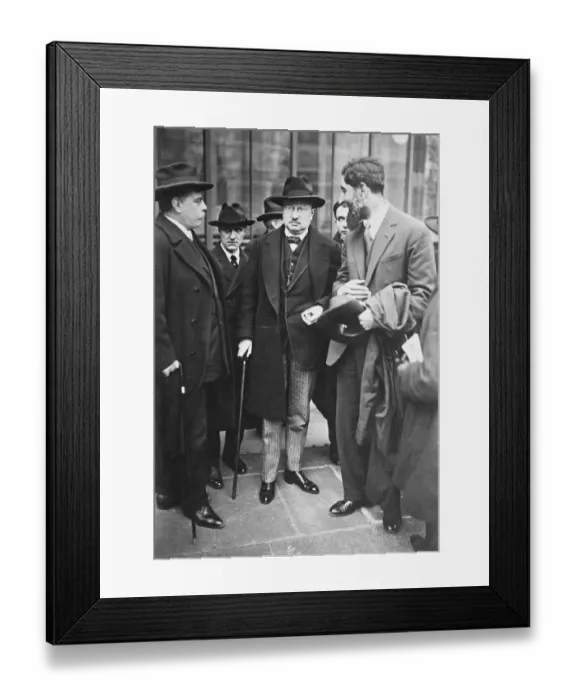Framed Print : M de Monzie, new French Minister of Finance, being interviewed by Jouranlists in Paris