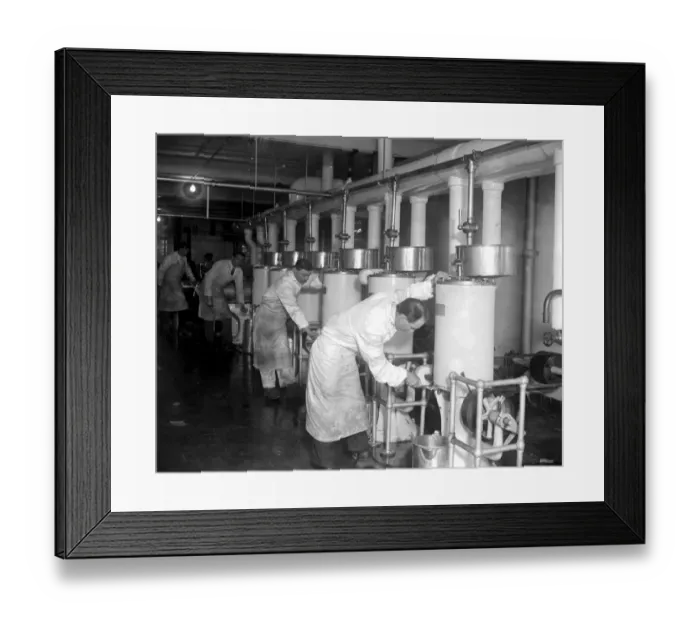 Framed Print : Making Ice bricks at Cady Hall. A battery of freezers 1922 Framed Print : Making Ice bricks at Cady Hall. A battery of freezers 1922