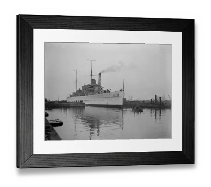Framed Print : HMS Cumberland, the new British cruiser, which has just arrived at Chatham. 13 Framed Print : HMS Cumberland, the new British cruiser, which has just arrived at Chatham. 13
