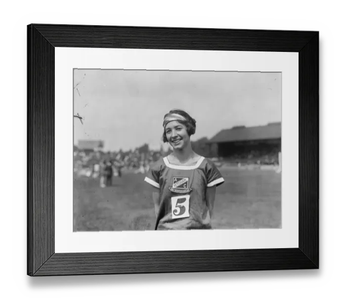 Framed Print : Athletic festival of British Games at Stamford Bridge. Miss Gunn, who broke Framed Print : Athletic festival of British Games at Stamford Bridge. Miss Gunn, who broke