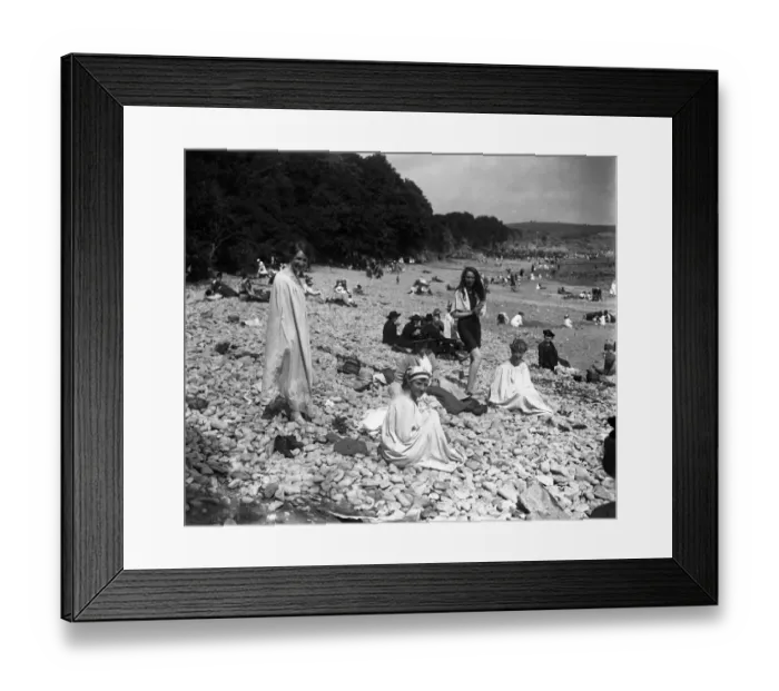 Framed Print : Bathers at Lavernock Bay, the Ostend of Wales Framed Print : Bathers at Lavernock Bay, the Ostend of Wales