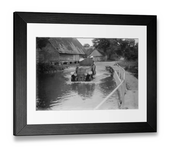 Framed Print : Armoured force operations on Salisbury plain. Armoured cars crossing a stream Framed Print : Armoured force operations on Salisbury plain. Armoured cars crossing a stream