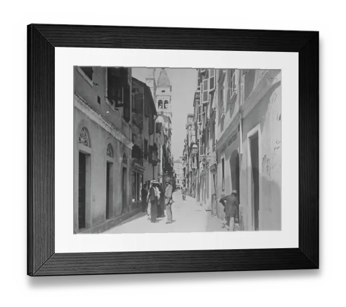 Framed Print : Italians Seize Corfu A typical street in Corfu, the Calles Spiridione. In Framed Print : Italians Seize Corfu A typical street in Corfu, the Calles Spiridione. In
