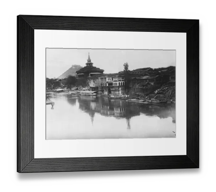 Framed Print : Kashmir, India The city of Srinagar, on the Jhelum river. 4 December 1924