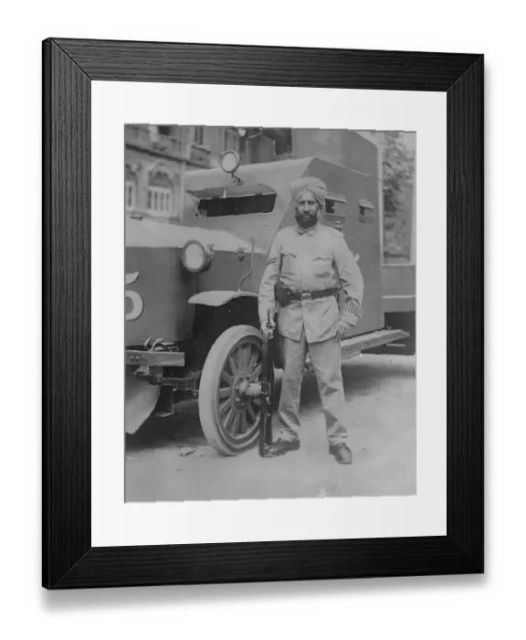Framed Print : Latest pictures from China A Sikh policeman on guard at SHanghai 21 July 1925 Framed Print : Latest pictures from China A Sikh policeman on guard at SHanghai 21 July 1925