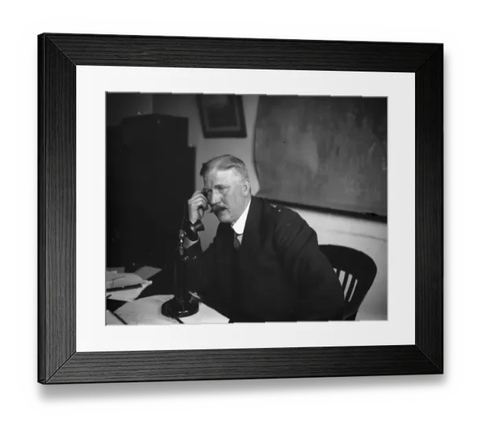 Framed Print : ?5 a minute London - New York telephone. Mr E H Shaughnessy, OBE, MIEE, Assistant Framed Print : ?5 a minute London - New York telephone. Mr E H Shaughnessy, OBE, MIEE, Assistant