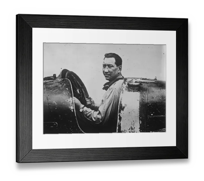 Framed Print : Crown Prince of Italy starts Milan motor race. The winner, Count Gastons Brilli