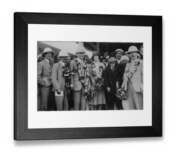 Framed Print : The Simon Commission in India. The members of the Commission photographed with Framed Print : The Simon Commission in India. The members of the Commission photographed with