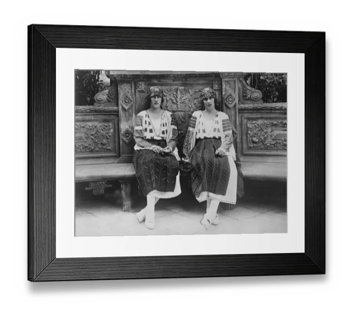 Framed Print : Future Queen and her sister in National costume. The Crown Princess of Rumania with her sister Framed Print : Future Queen and her sister in National costume. The Crown Princess of Rumania with her sister