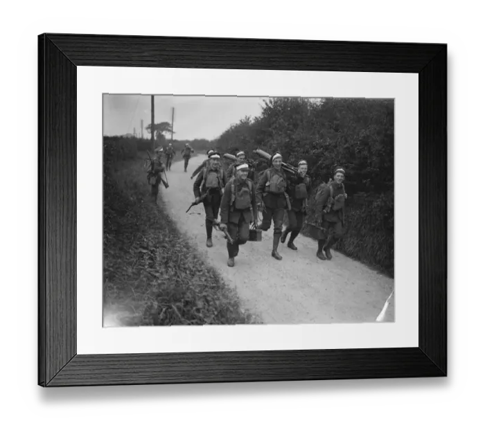 Framed Print : The start of the manoeuvres. Machine gun section of the 2nd Infantry Brigade moving Framed Print : The start of the manoeuvres. Machine gun section of the 2nd Infantry Brigade moving