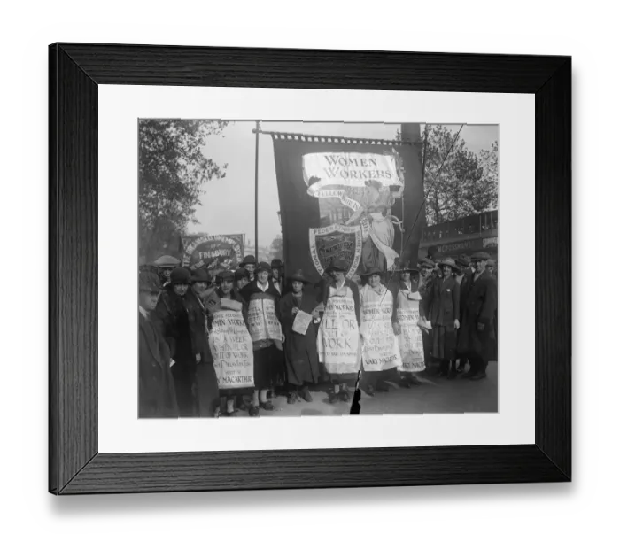 Framed Print : Unemployed Demonstration Women workers forming up on the embankment 18 October 1920