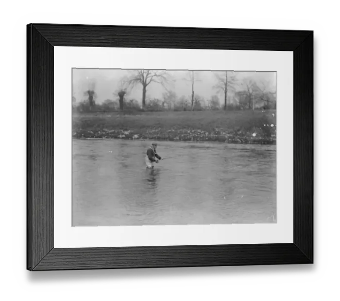 Framed Print : Salmon Fishing on the Wye at Hampton Bishop. Casting up stream 30 September 1922 Framed Print : Salmon Fishing on the Wye at Hampton Bishop. Casting up stream 30 September 1922